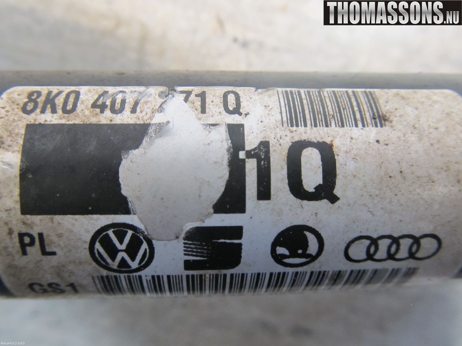 Audi A4/S4 08-11 Drivaksel Foran Kompl Venstre