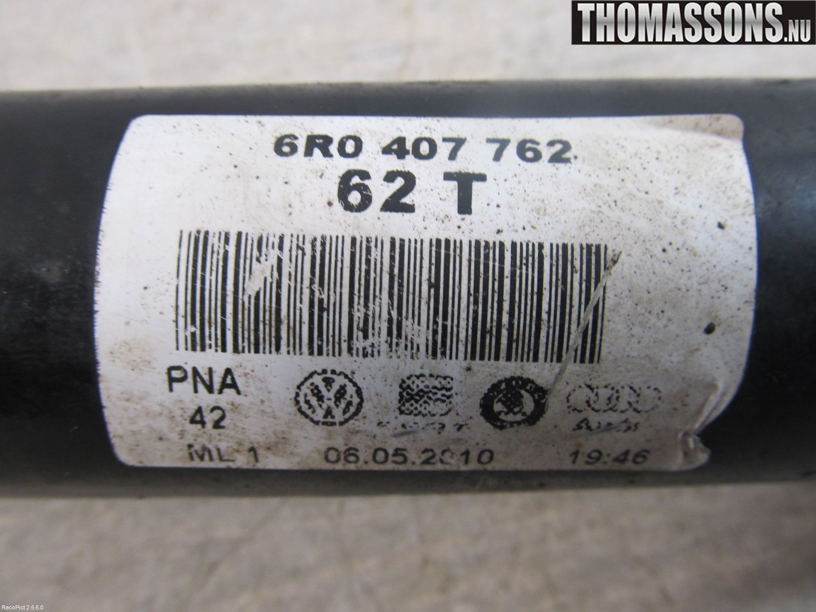 Volkswagen VW POLO 10-17 Drivaksel Foran Kompl Høyre