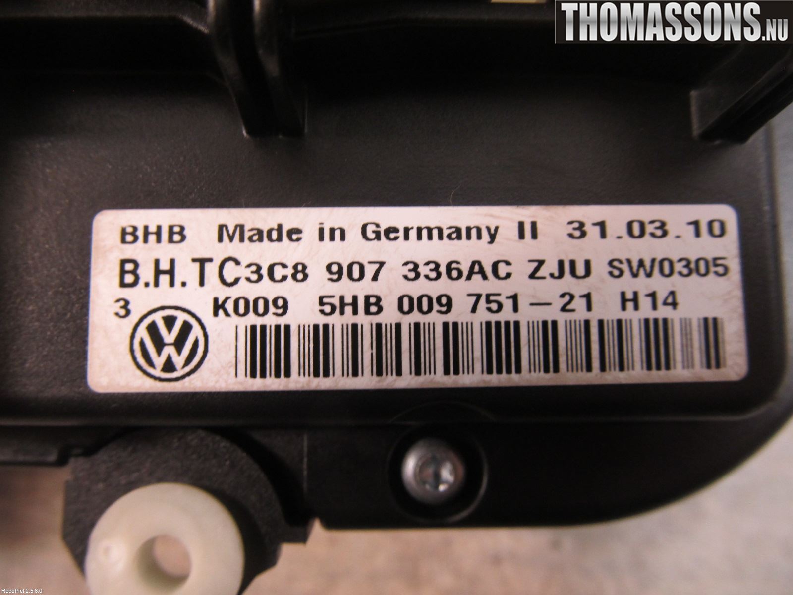 Volkswagen VW GOLF VI 09-13 Varme Ac Betjening-Display
