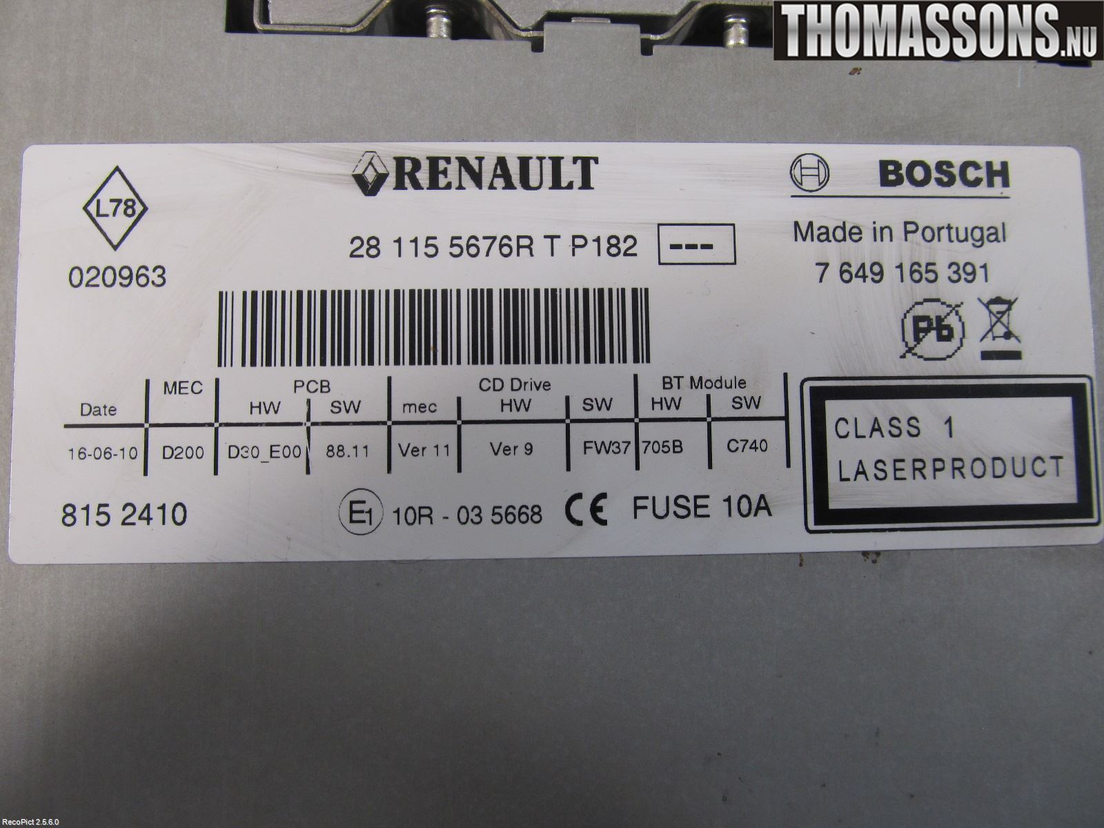 Renault LAGUNA III 08-10 Stereo Radio