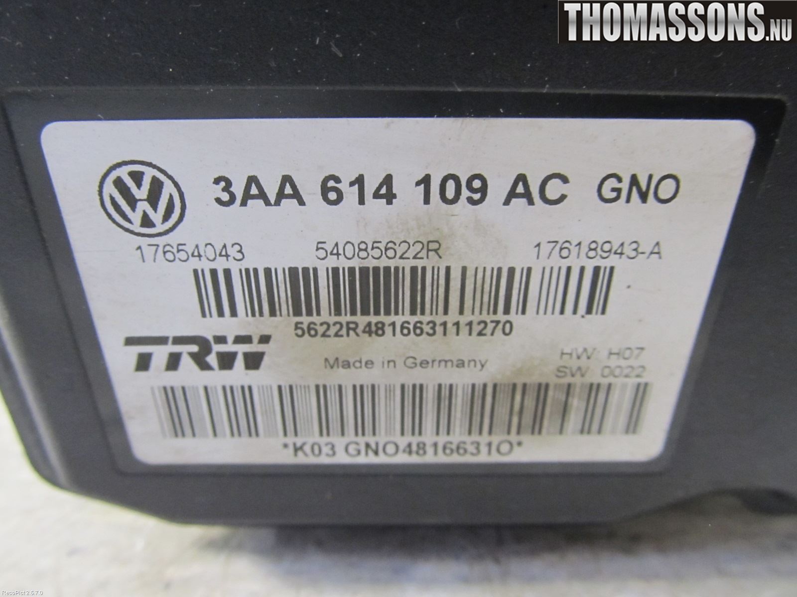 Volkswagen VW PASSAT 11-14 Abs Hydraulikkaggregat