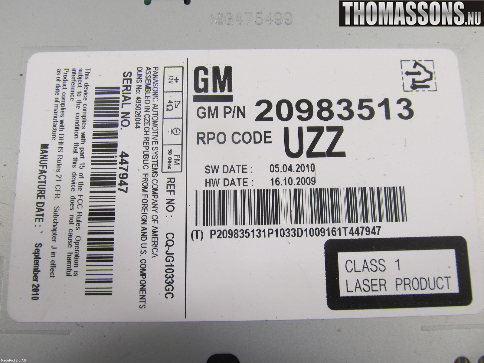 Opel ASTRA J 10-15 Stereo Radio