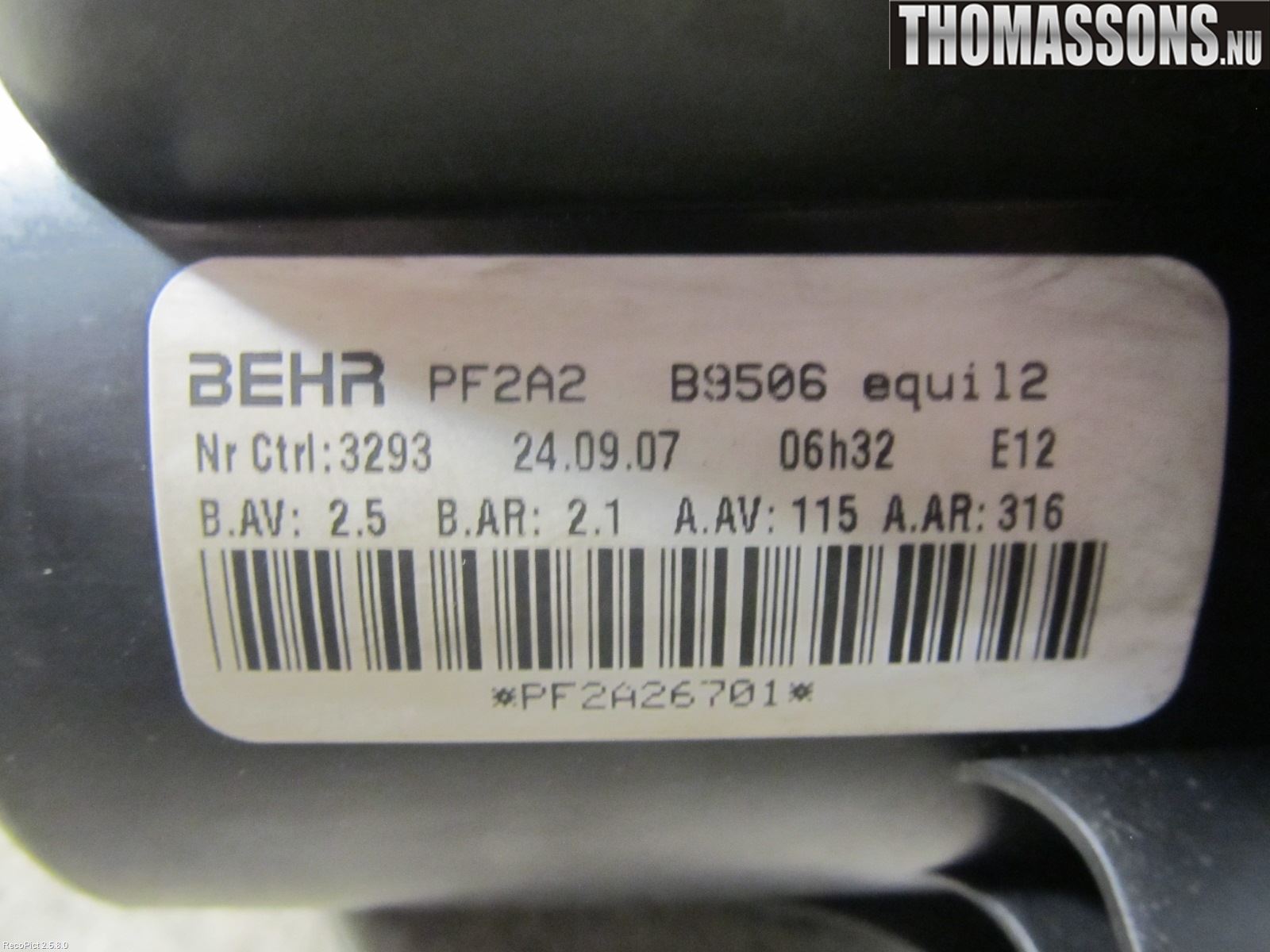 Peugeot 307     05-08 Varmeapparat Viftemotor