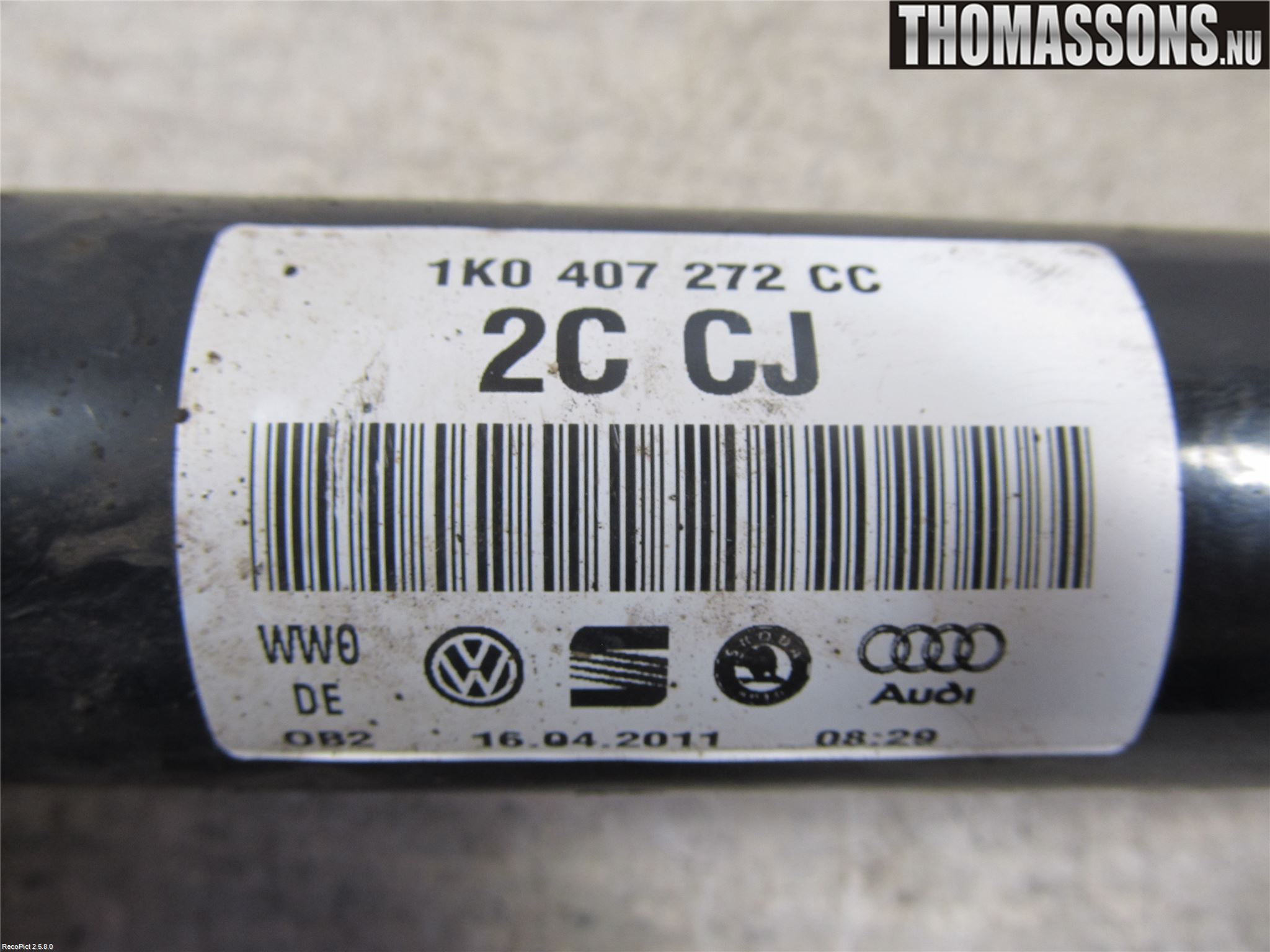 Volkswagen VW GOLF VI 09-13 Drivaksel Foran Kompl Høyre
