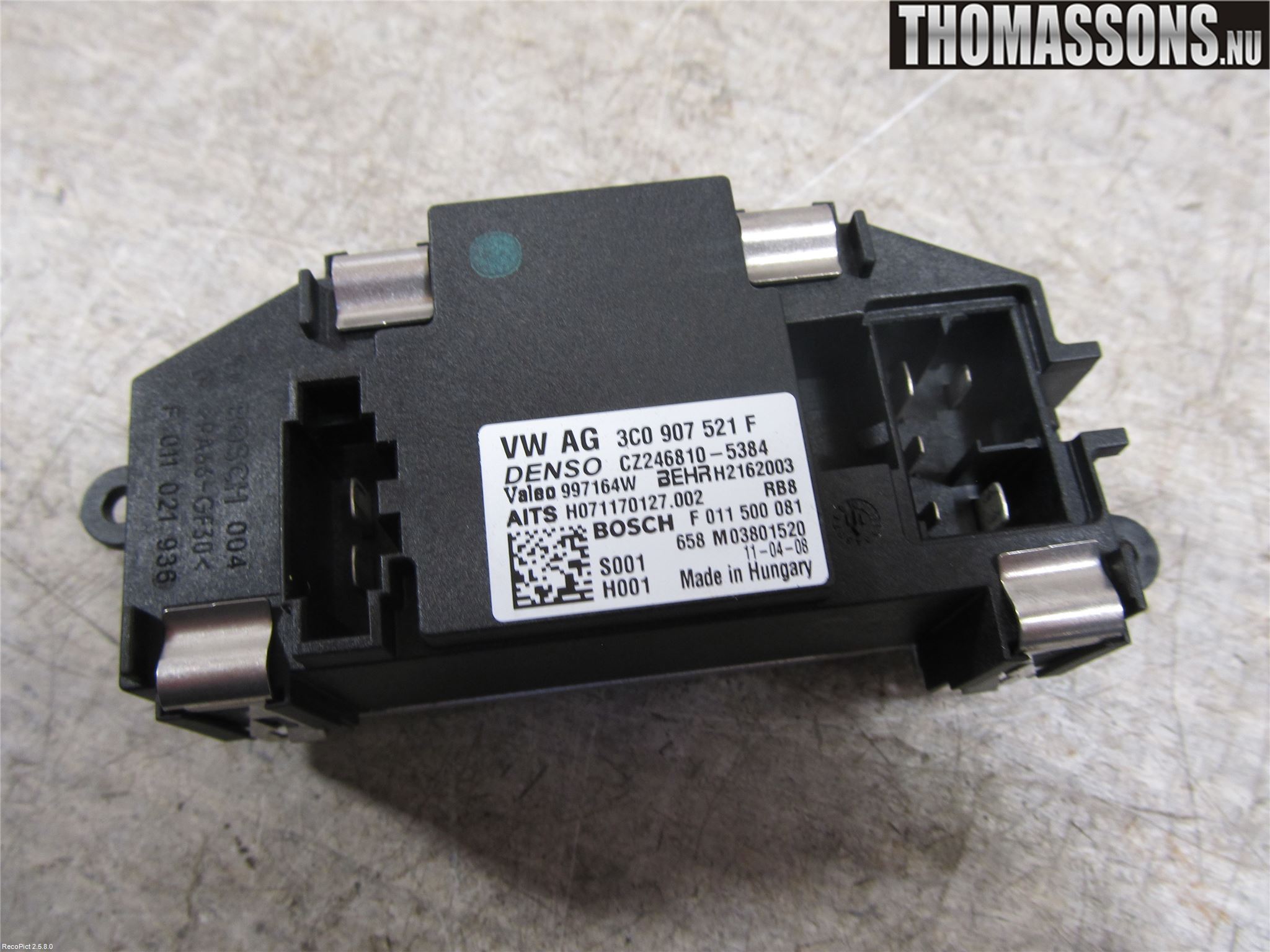 Volkswagen VW GOLF VI 09-13 Varmeapparat Viftemotstand