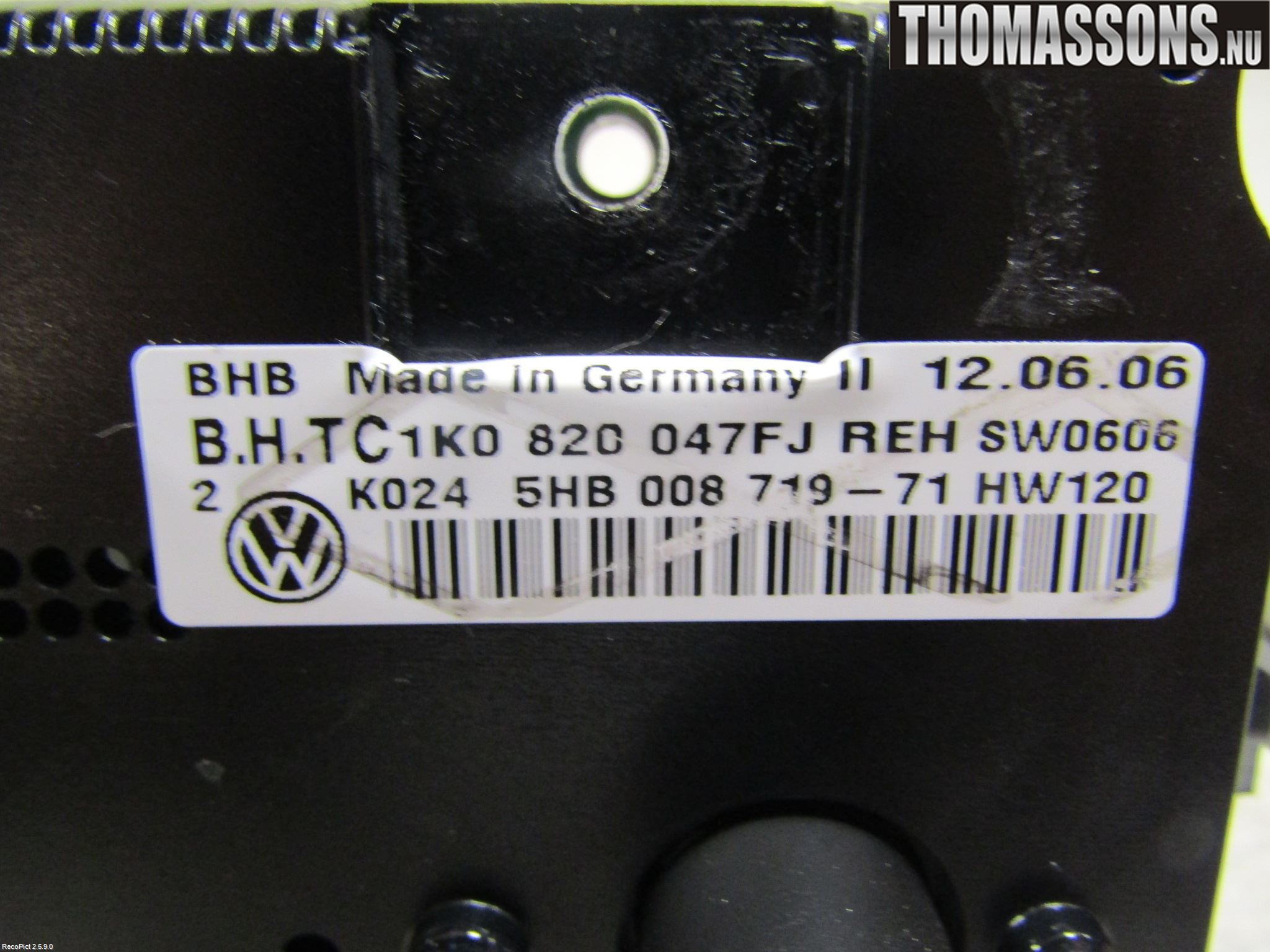 Volkswagen VW GOLF V 04-09 Varme Ac Betjening-Display