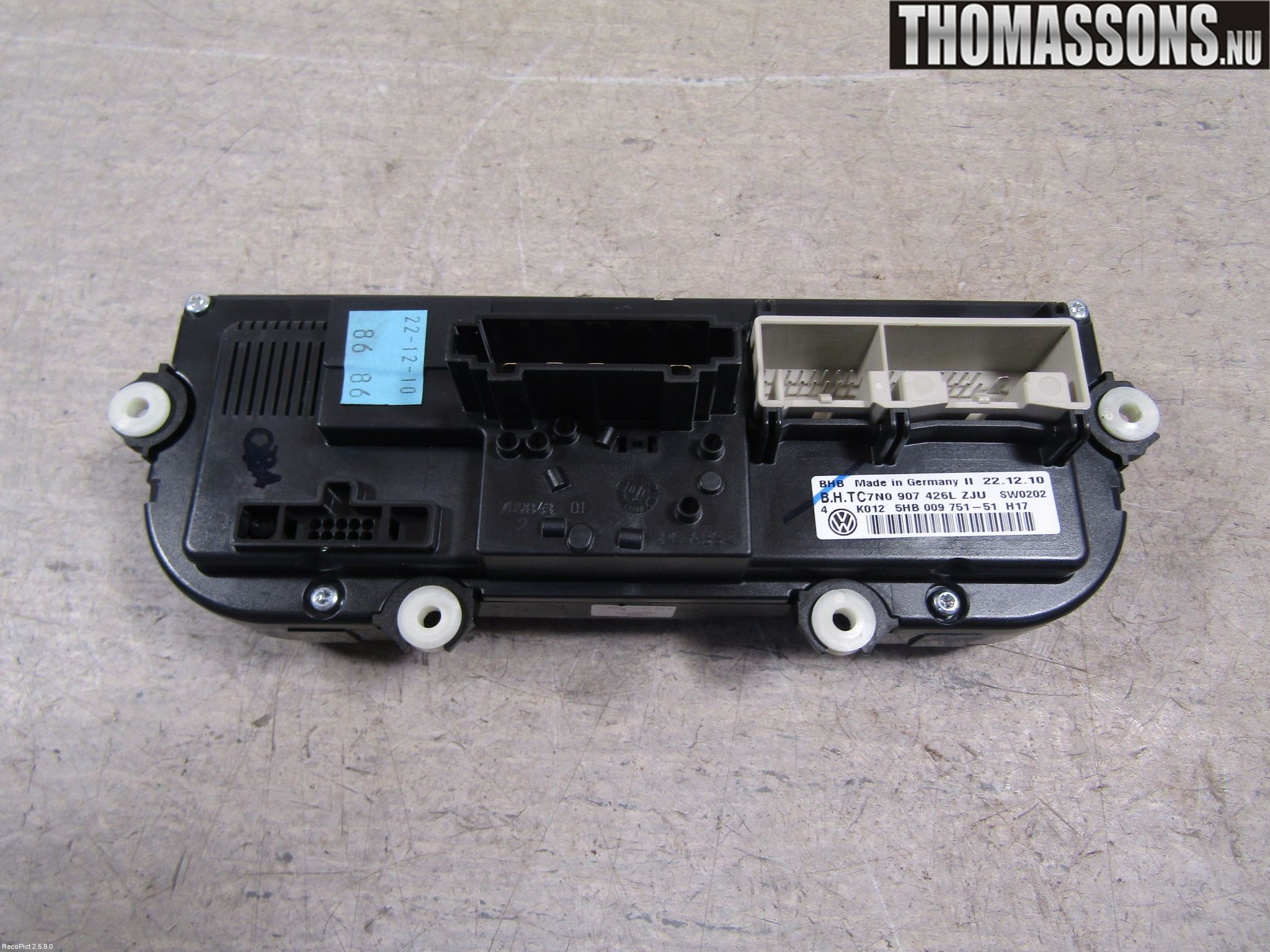 Volkswagen VW TOURAN 10-15 Varme Ac Betjening-Display
