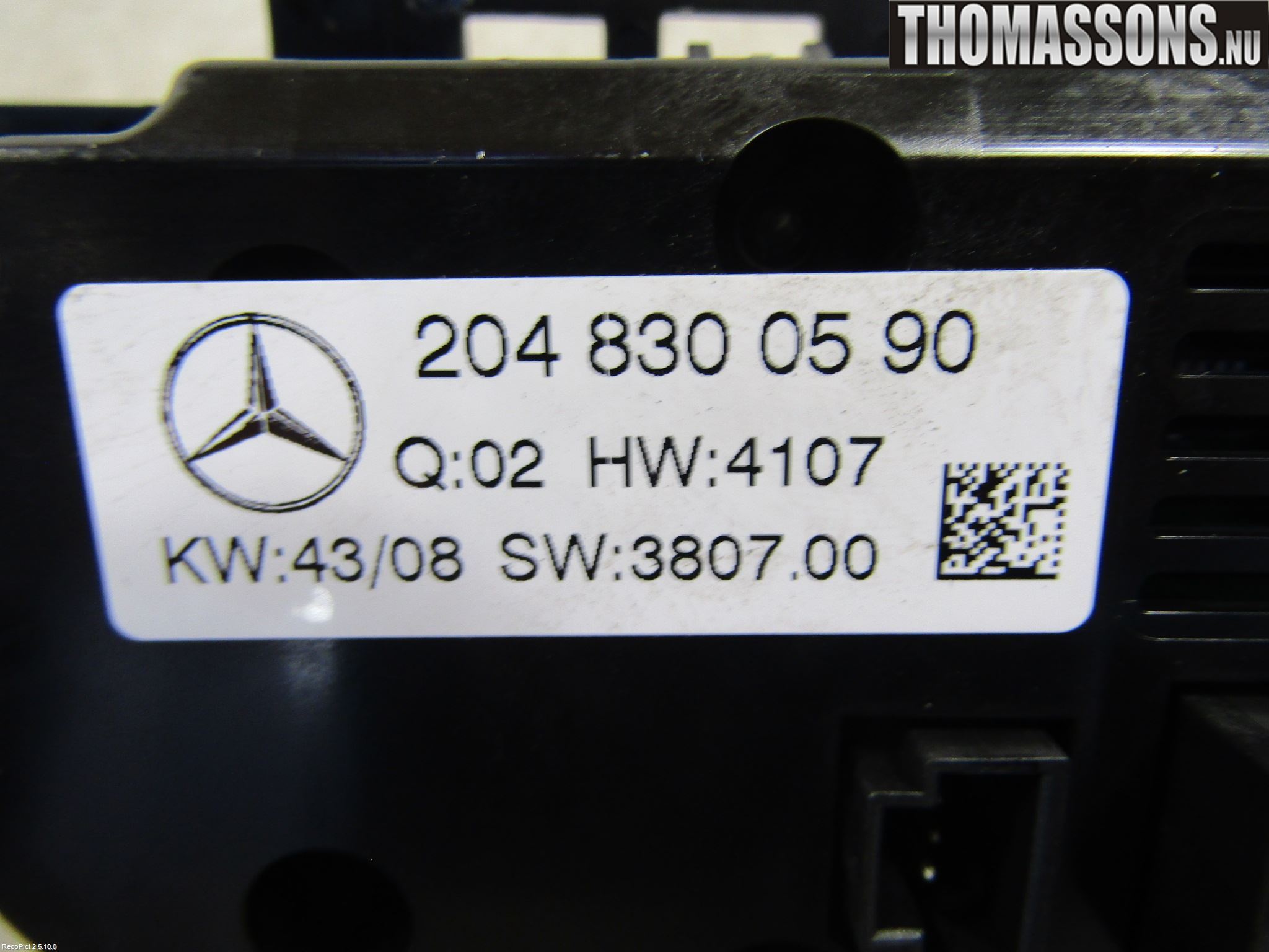Mercedes-Benz MB C-KLASS (W204) 07-15 Varme Ac Betjening-Display