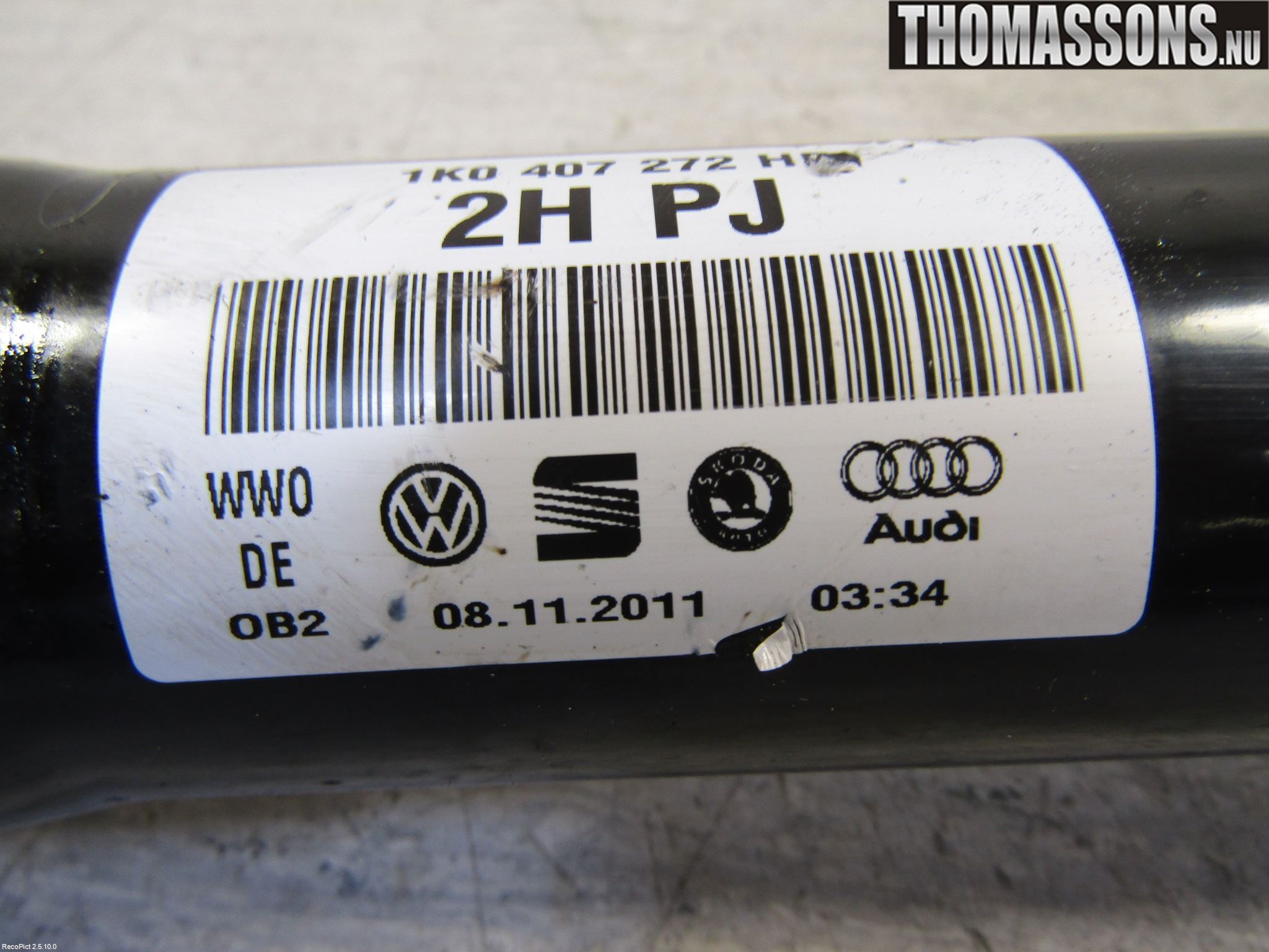 Volkswagen VW GOLF VI 09-13 Drivaksel Foran Kompl Høyre