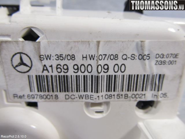 Mercedes-Benz MB A-KLASS (W169) 04-12 Varmeapparat Panel(Regulering)