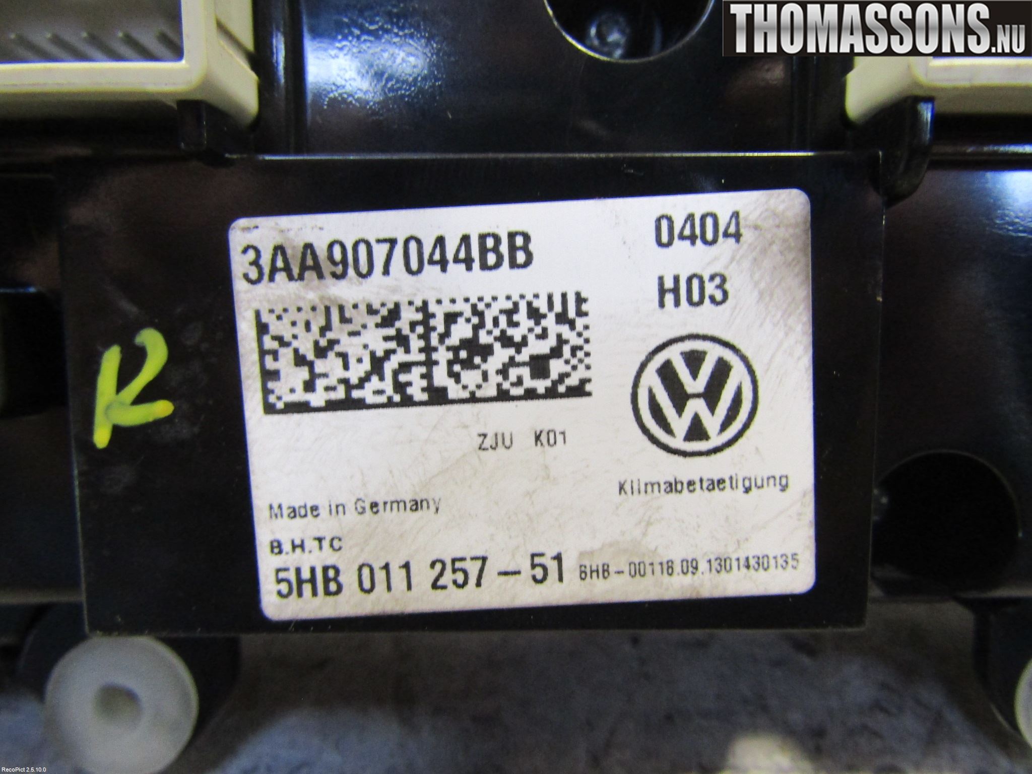 Volkswagen VW SCIROCCO 09-17 Varme Ac Betjening-Display