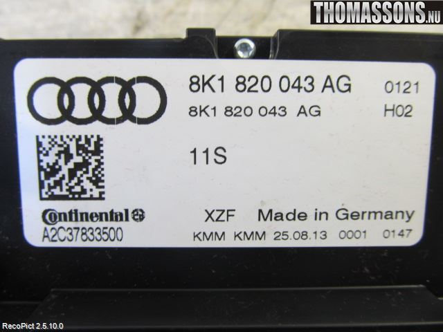 Audi A4 12-15 Varme Ac Betjening-Display