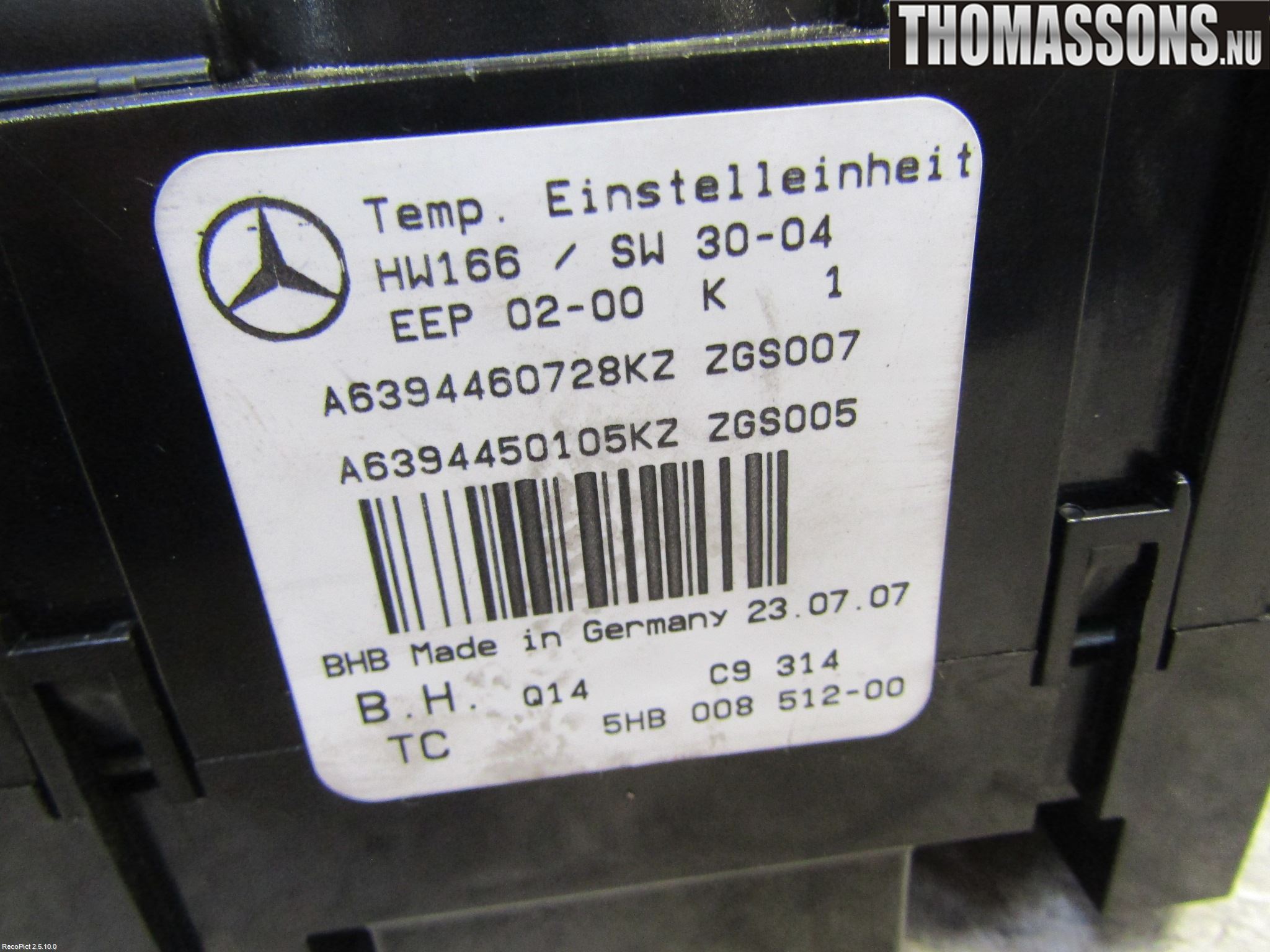 Mercedes-Benz MB VITO/VIANO (W639) 04-14 Varme Ac Betjening-Display