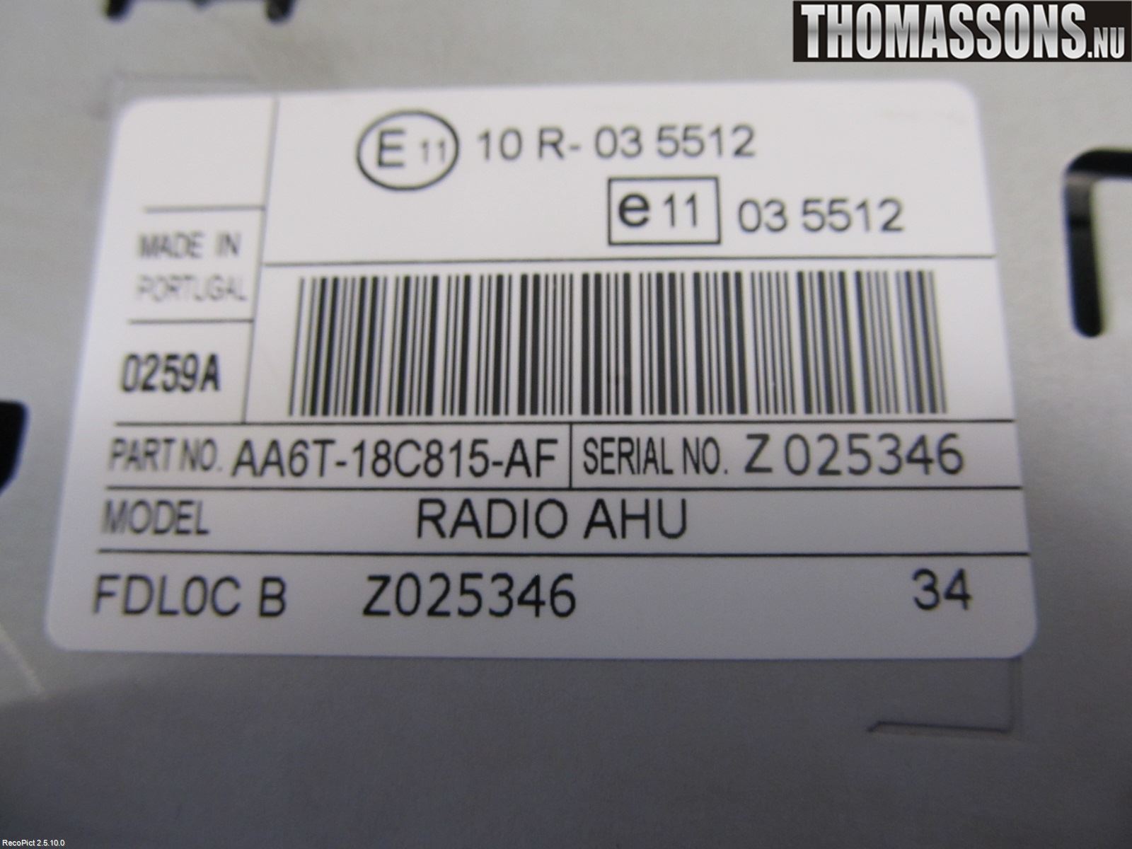 Ford FIESTA 09-12 Stereo Radio