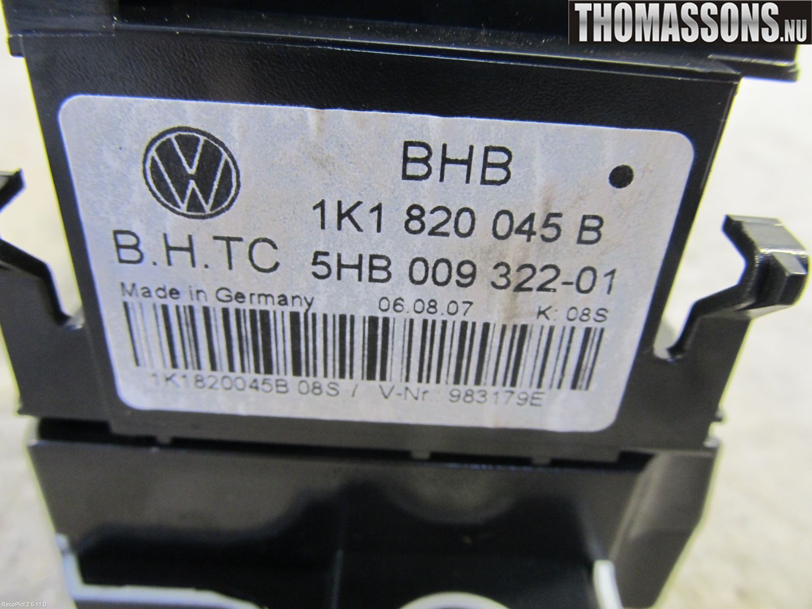 Volkswagen VW GOLF V 04-09 Varme Ac Betjening-Display