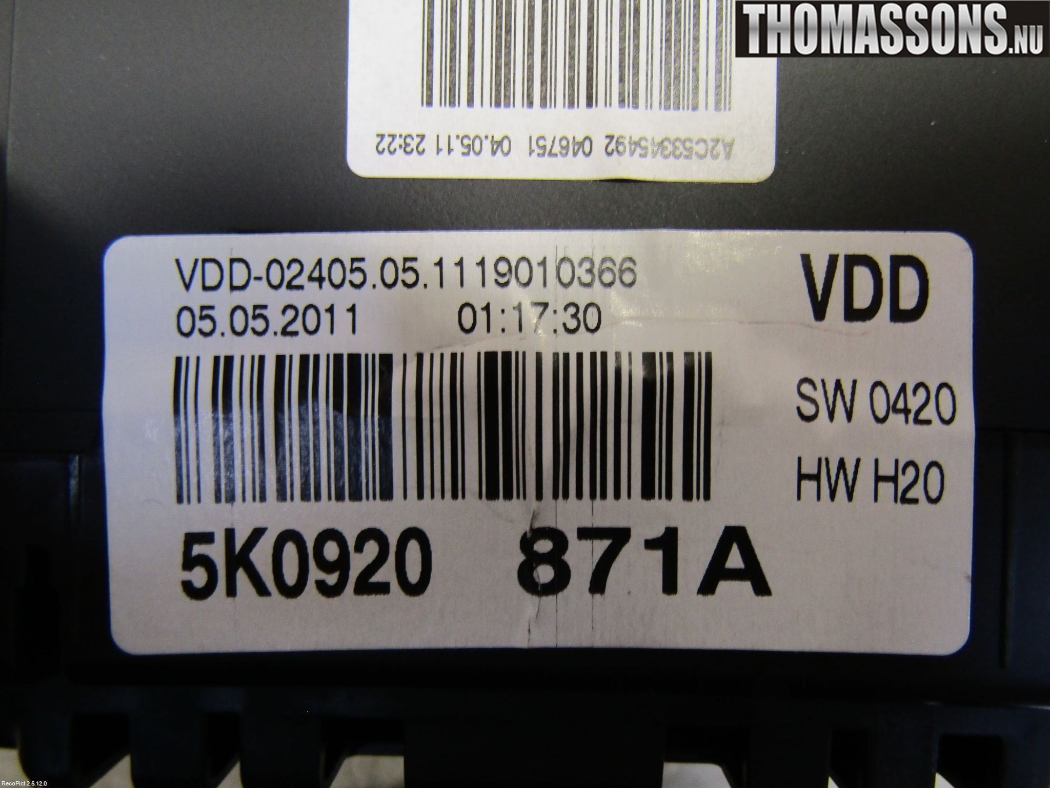 Volkswagen VW GOLF VI 09-13 Instr Kombinert