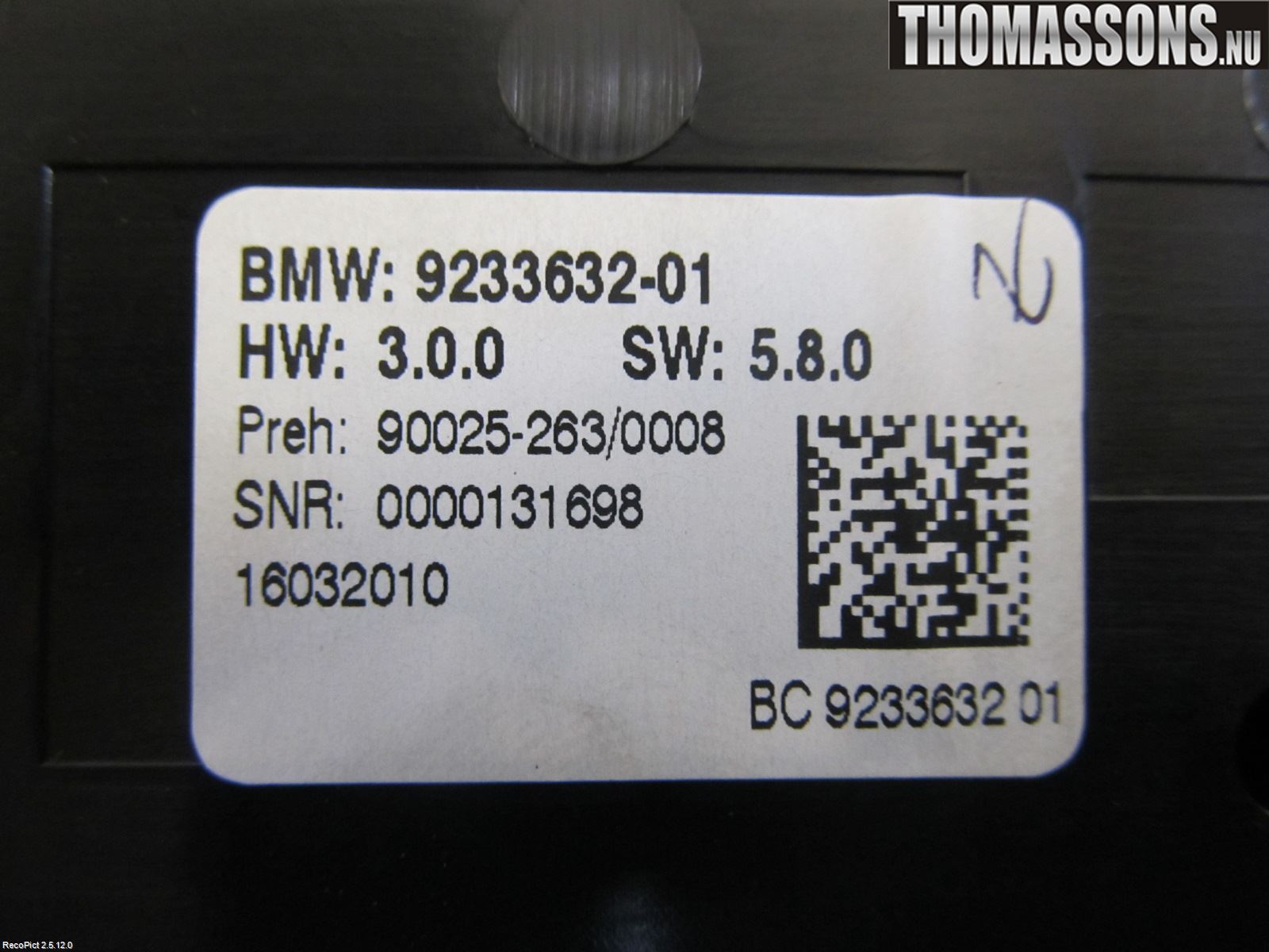 BMW 5 F10/F11/F18 09-17 Varme Ac Betjening-Display