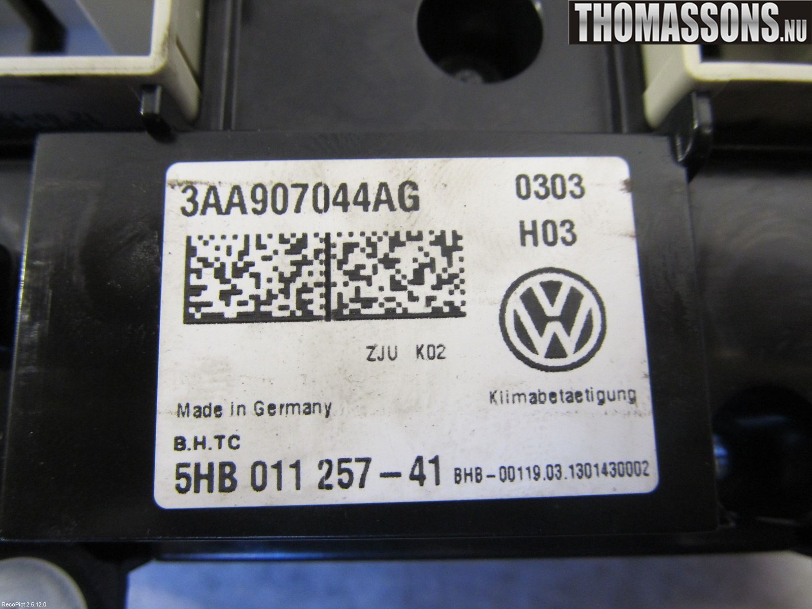 Volkswagen VW PASSAT 11-14 Varme Ac Betjening-Display