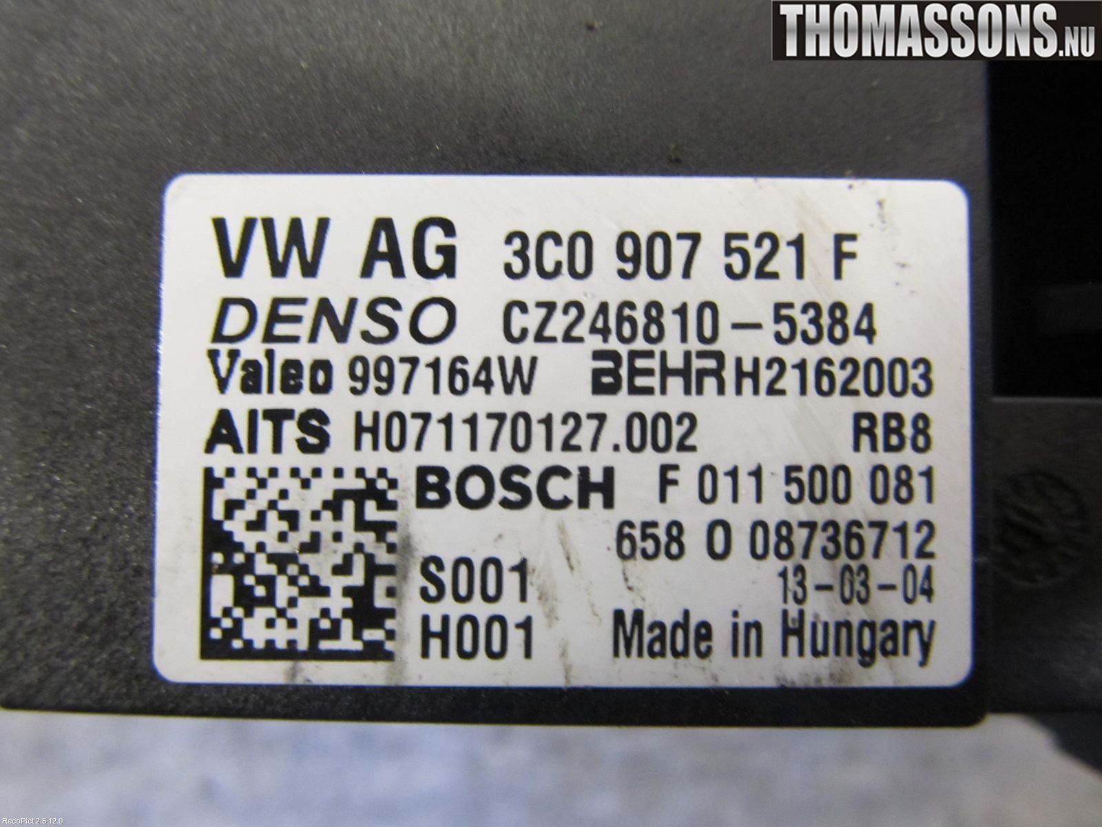 Volkswagen VW PASSAT 11-14 Varmeapparat Viftemotstand