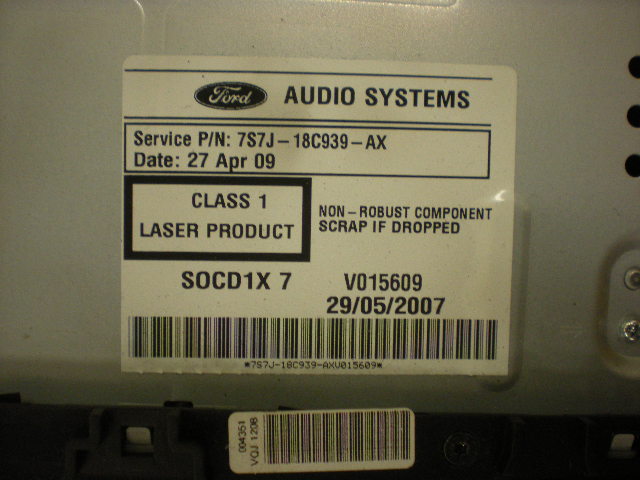 Ford MONDEO 07-15 Stereo Radio Med Cd