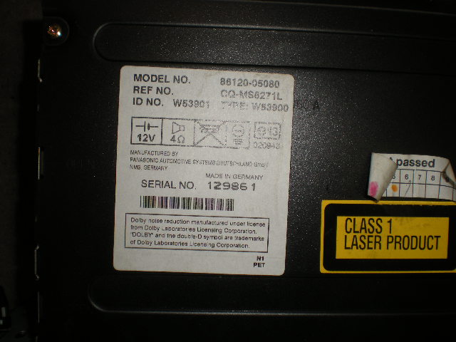 Toyota AVENSIS 03-06 Stereo Radio Med Cd