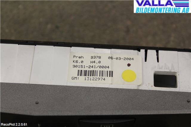 Opel ASTRA H 04-12 Varme Ac Betjening-Display