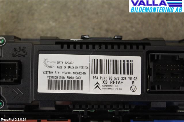 Citroen C5     05-08 Varme Ac Betjening-Display