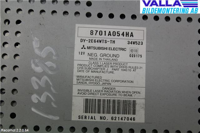 Mitsubishi L200 06-15 Stereo Radio Med Cd