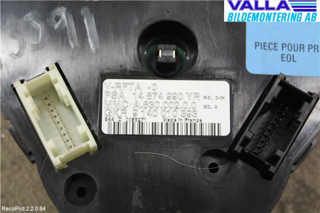 Peugeot 807 Varme Ac Betjening-Display