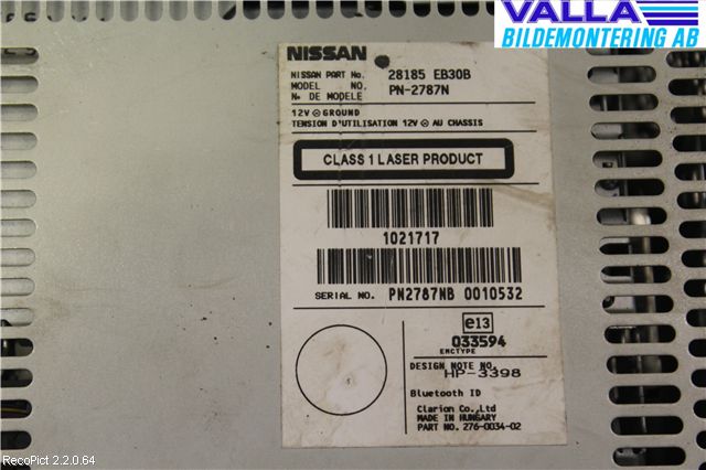 Nissan NAVARA 05-16 Stereo Radio Med Cd