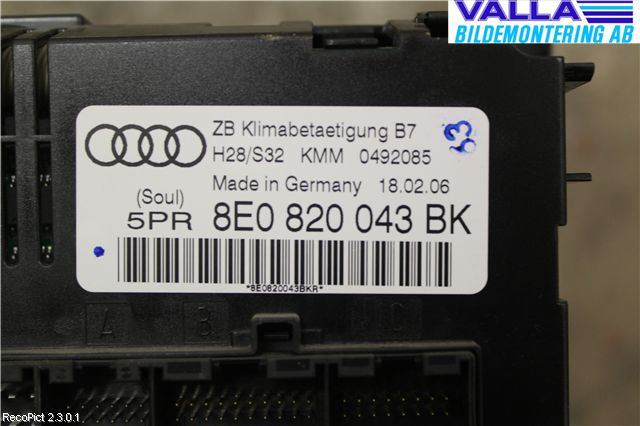 Audi A4/S4 05-07 Varme Ac Betjening-Display