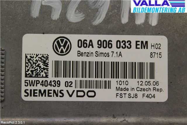 Volkswagen VW GOLF V 04-09 Styreenhet Innsprøytning