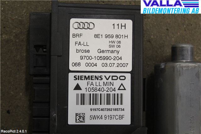 Audi A4/S4 05-07 Vindusheismotor