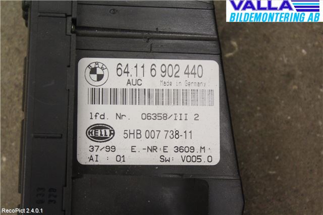 BMW 3 E46      98-05 Varme Ac Betjening-Display