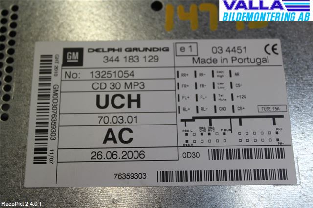 Opel ASTRA H 04-12 Stereo Radio Med Cd