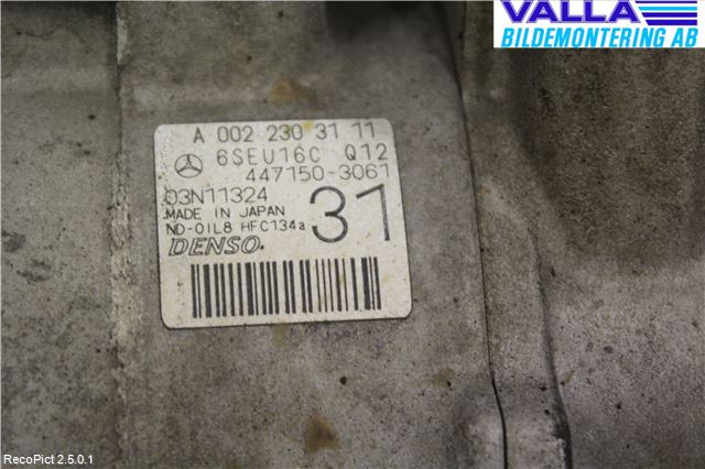 Mercedes-Benz MB E-KLASS (W212) 09-16 Varme Ac Kompressor