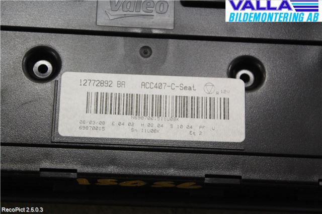 Saab 9-3 VER2/VER3 08-15 Varme Ac Betjening-Display