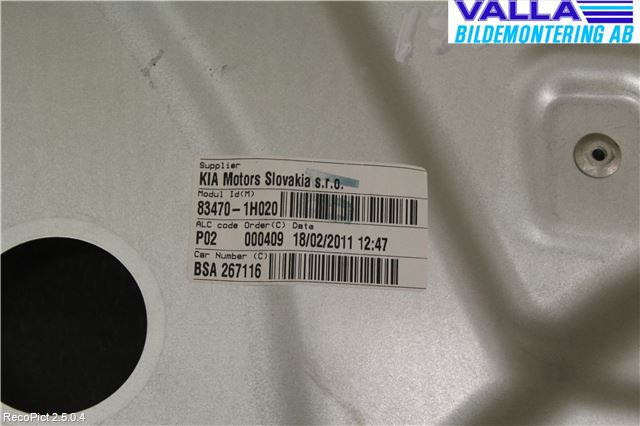 Kia CEED 06-12 Vindusheis