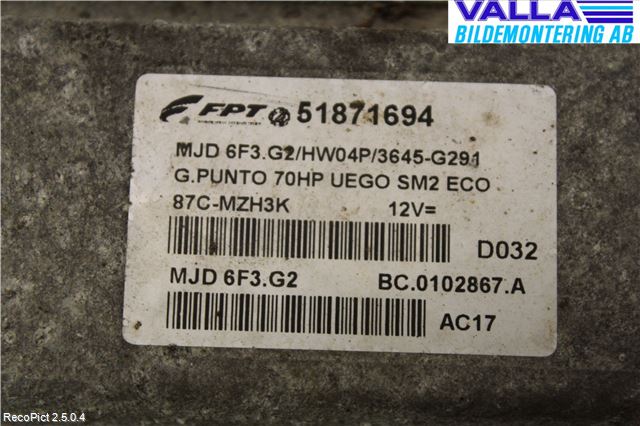 Fiat PUNTO 00-18 Styreenhet Innsprøytning