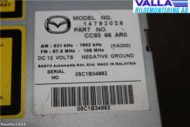 Mazda 5 05-10 Stereo Radio Med Cd