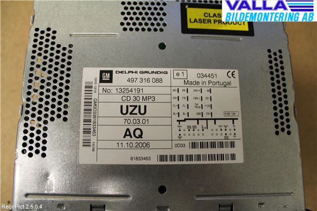 Opel CORSA D 07-14 Stereo Radio Med Cd