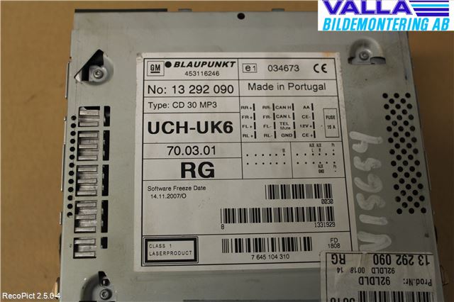 Opel VECTRA C 06-08 Stereo Radio Med Cd