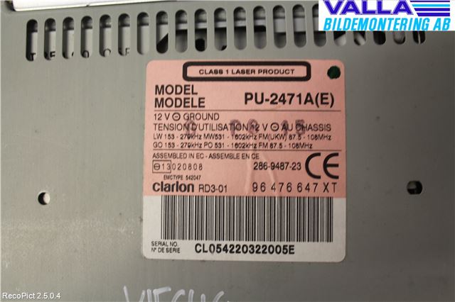 Peugeot 206 98-09 Stereo Radio Med Cd