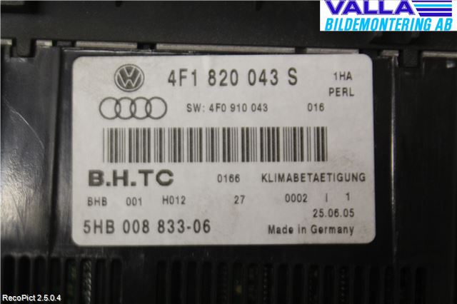 Audi A6/S6     05-11 Varme Ac Betjening-Display
