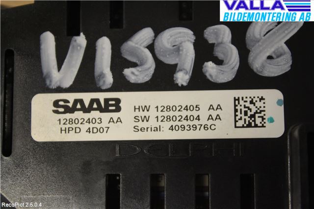 Saab 9-3 VER 2 Instr Varselys - Display