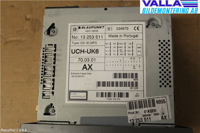 Opel VECTRA C 06-08 Stereo Radio Med Cd