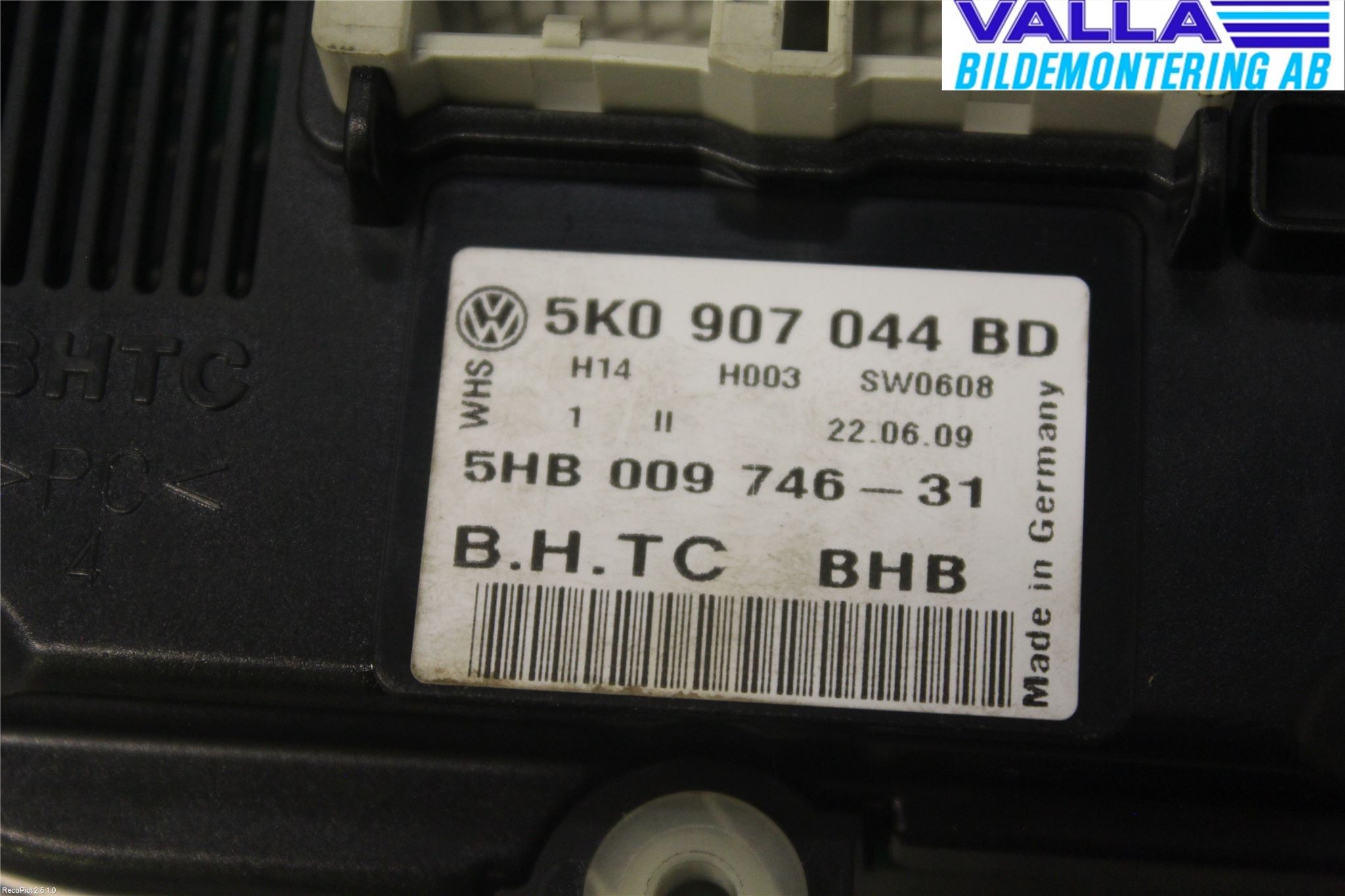 Volkswagen VW GOLF VI 09-13 Varme Ac Betjening-Display