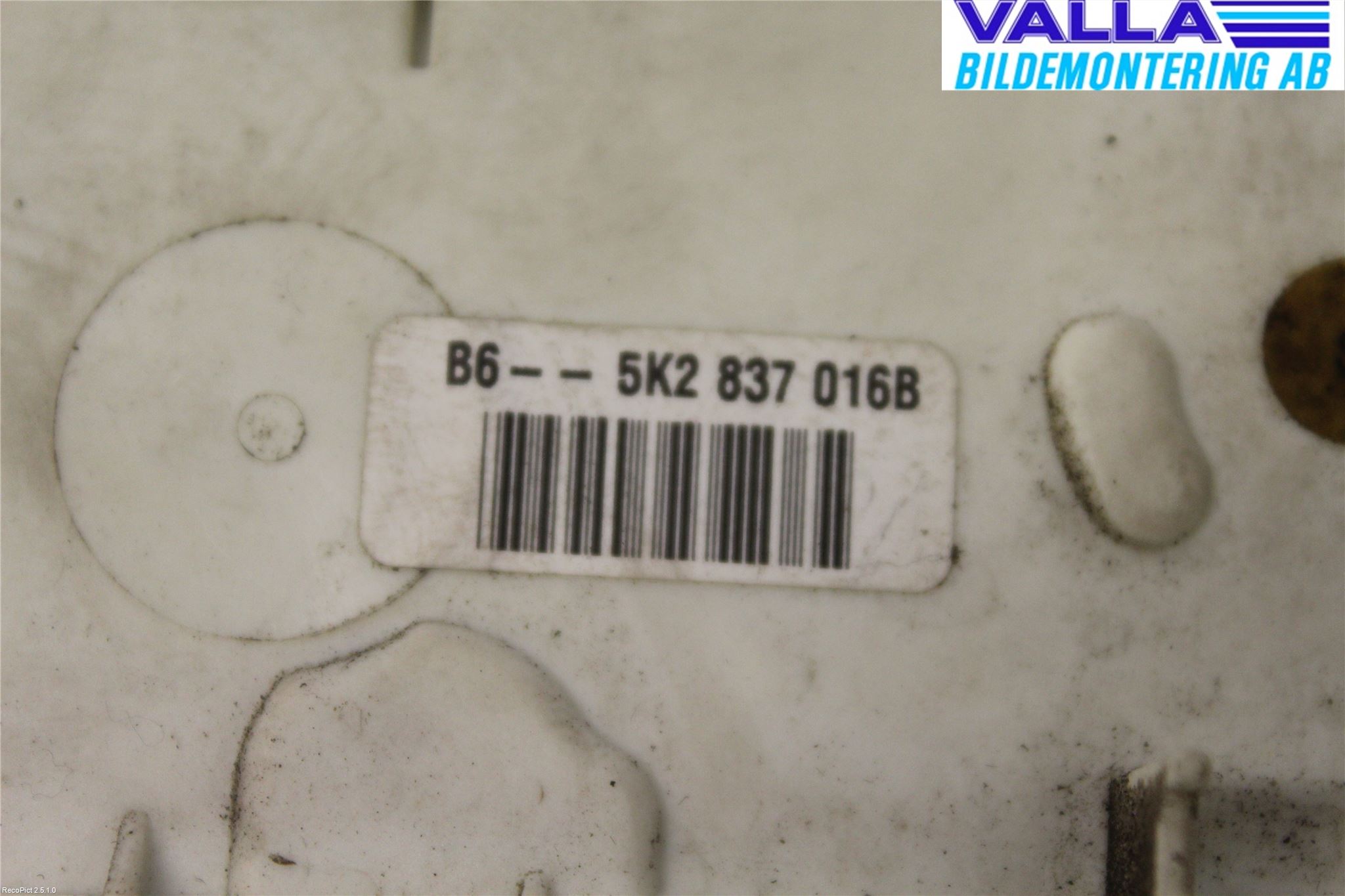 Volkswagen VW GOLF VI 09-13 Dørlås - Låsekasse