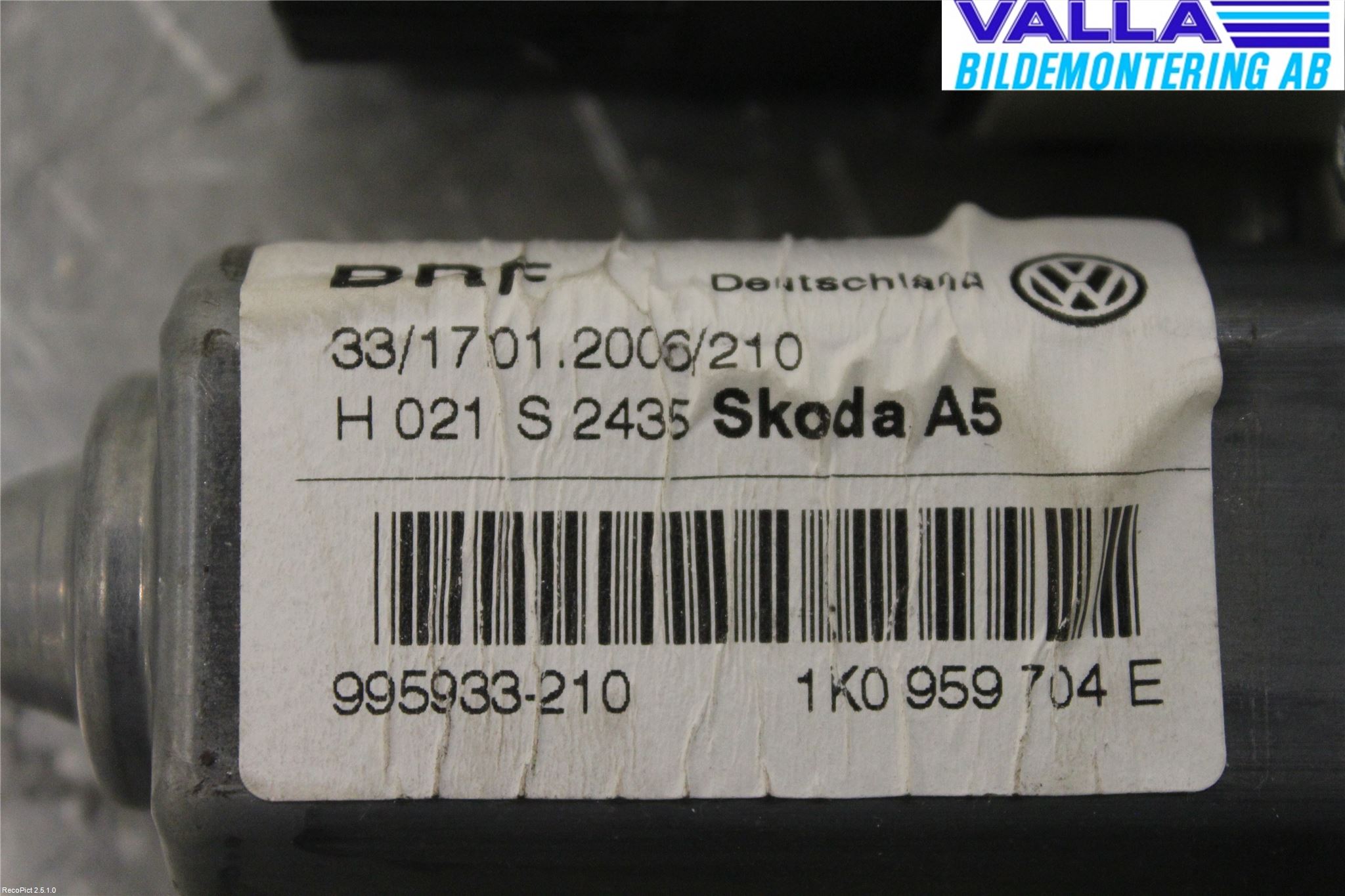Skoda OCTAVIA (1Z) 05-13 Vindusheismotor