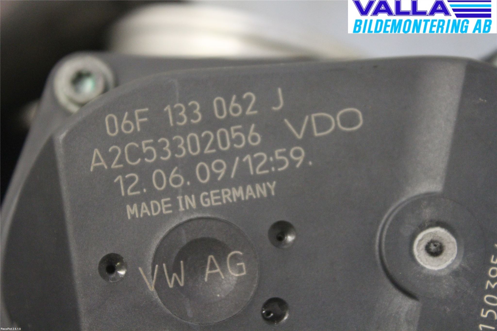 Volkswagen VW GOLF VI 09-13 Inns Spjeldhus